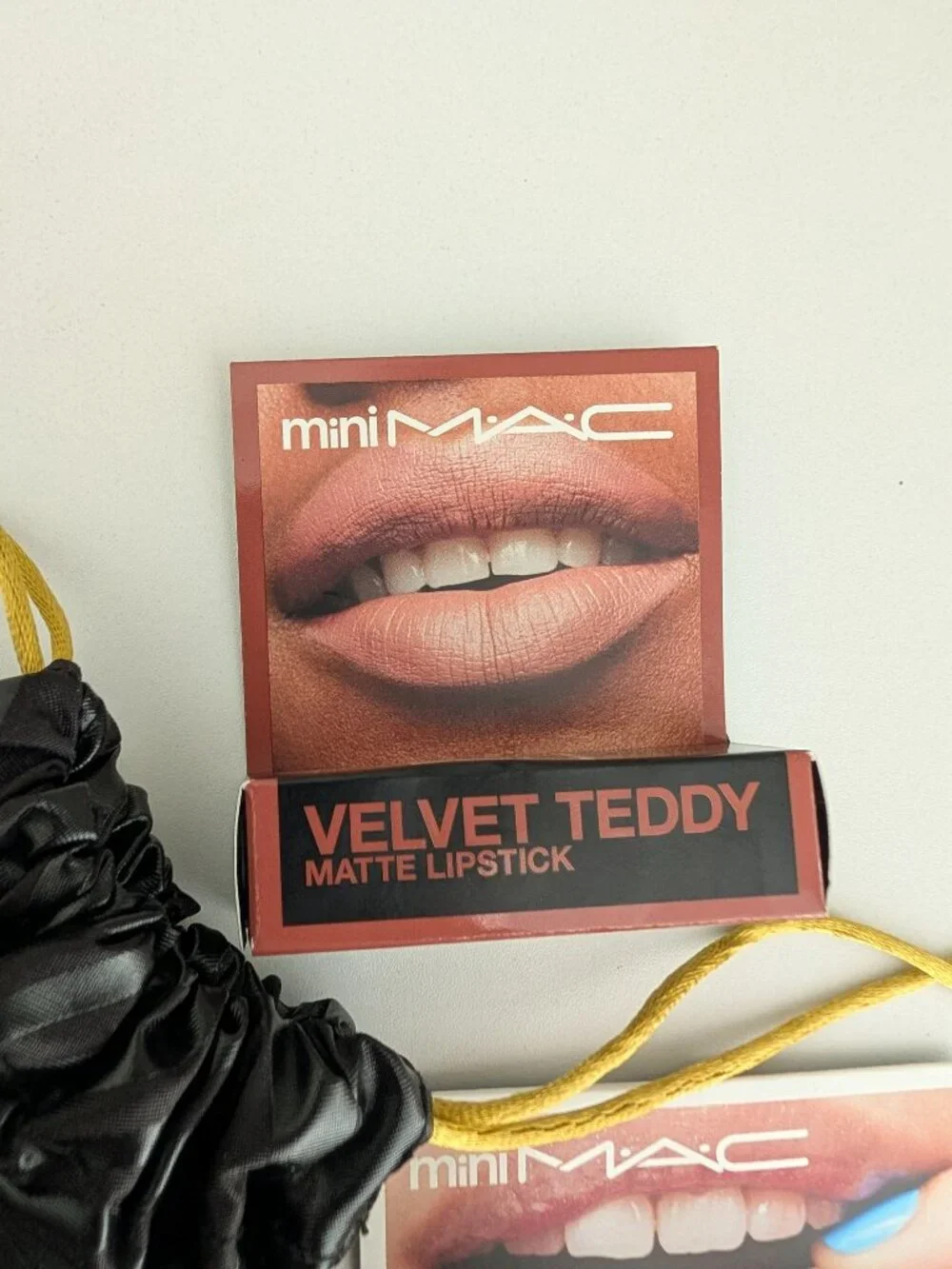 MAC #617 Velvet Teddy Lipstick Mini 1.8g & Lipglass Gloss Mini .24oz Lot w Bag